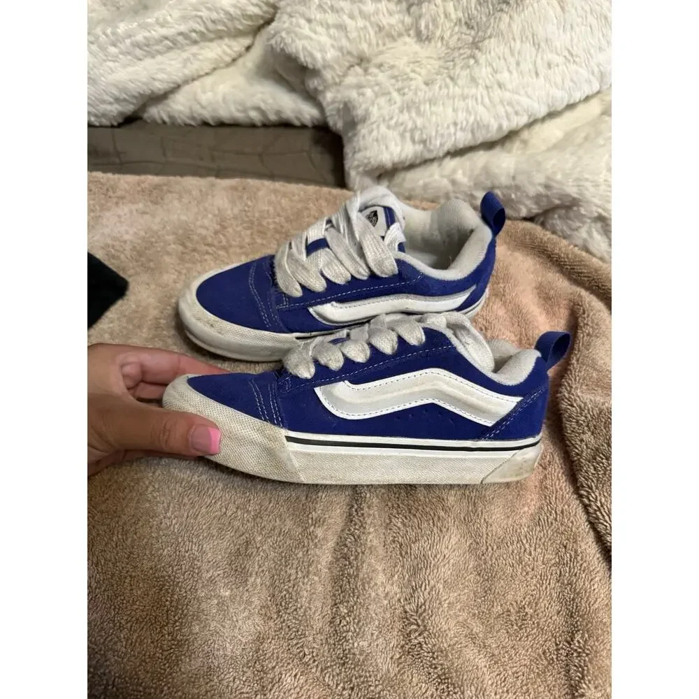 VANS Off The Wall Blue/White Suede Low Top Sneaker Kids US 13.5